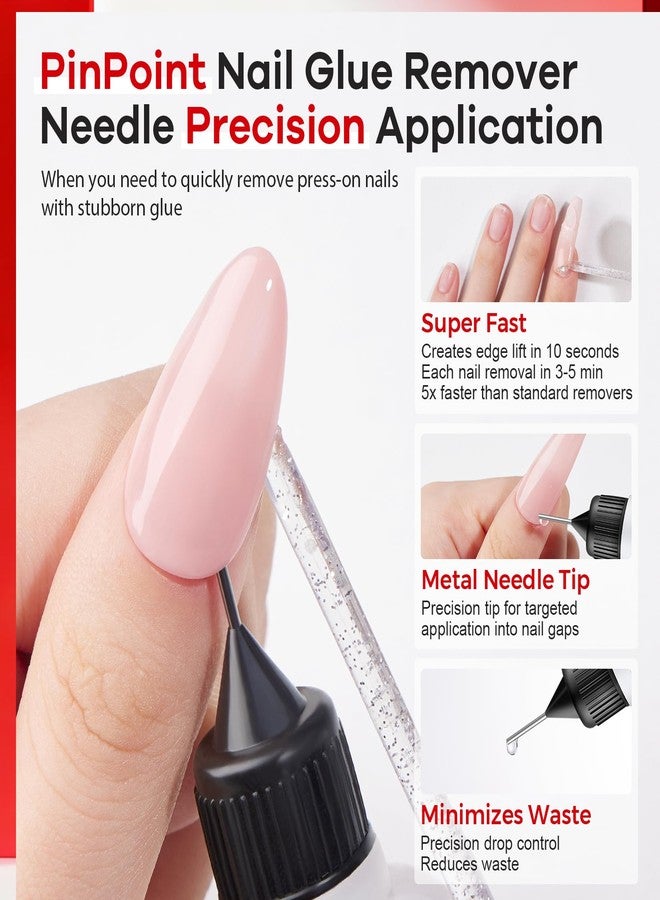 Glamonade Press on Nail Glue Remover: Pinpoint Fake Nails & Artificial Nail Tips Liquid Non-Acetone Nails Glue Remover Not for UV Gel - Needle Tip - Image 2